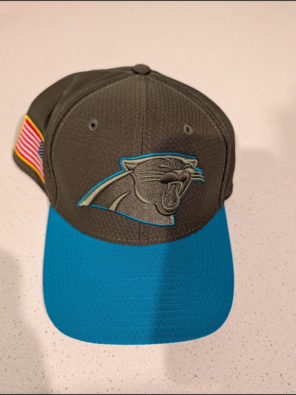 Carolina Panthers Two-Tone Baseball Cap with US Flag Patch